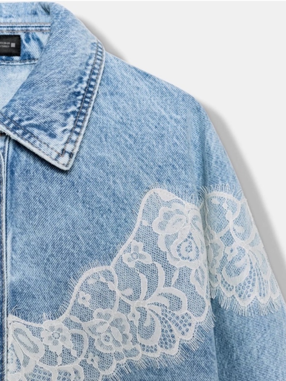 Zara Z1975 SHORT LACE DENIM JACKET SET - Picture 4 of 11